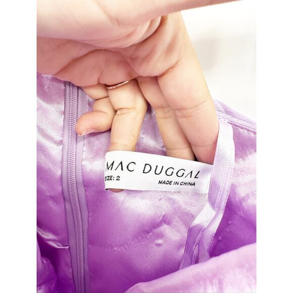 Mac Duggal 49536 Lilac Purple Polka Dot Ruffled One Shoulder Gown Size 2 - Picture 6 of 6